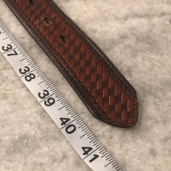 Badger Leather Belt Mens 38 Brown Woven Classic Western Cowboy Festival Rancher - Picture 5 of 6